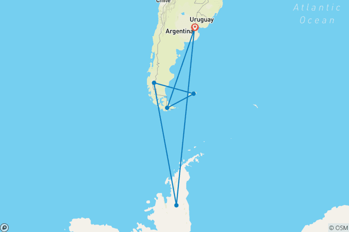 Map of Southern Expedition: Antarctica, & Machu Picchu