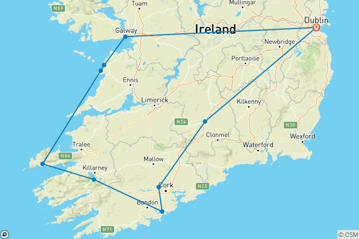 Map of Super South Ireland - 5 days