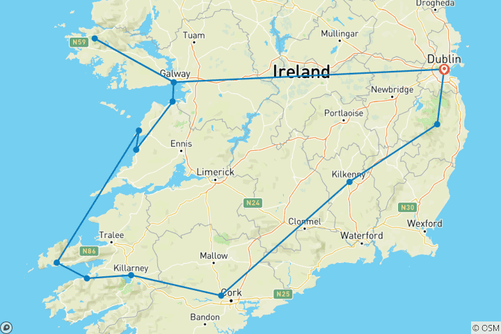Map of Best of the Emerald Isle - 8 days