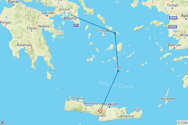 Carte du circuit Les îles grecques en bref