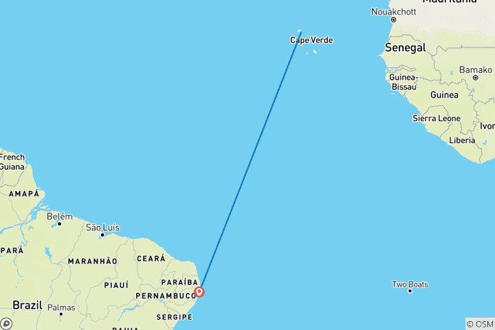 Carte du circuit Traverser l'équateur : Du Cap-Vert à Recife
