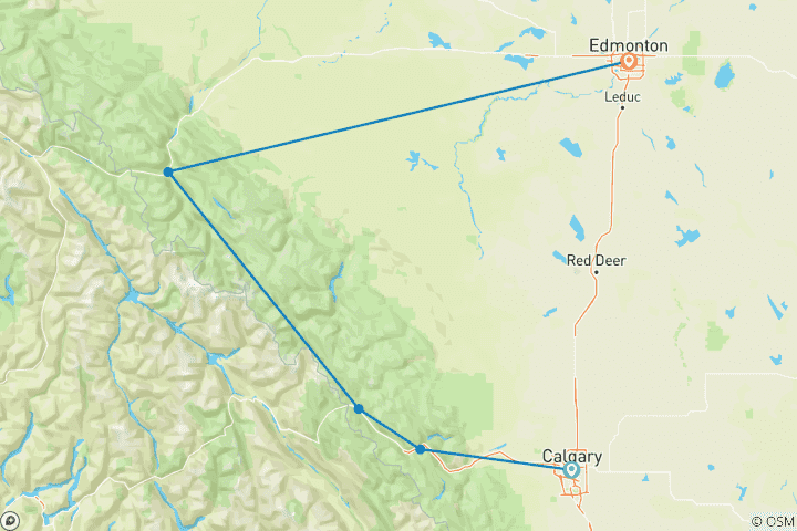 Carte du circuit Aventure hivernale dans les Rocheuses canadiennes