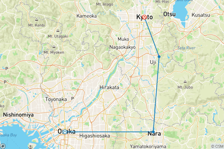 Carte du circuit 2 jours à Nara et Uji : Temples, thé et l'esprit du Japon ancien