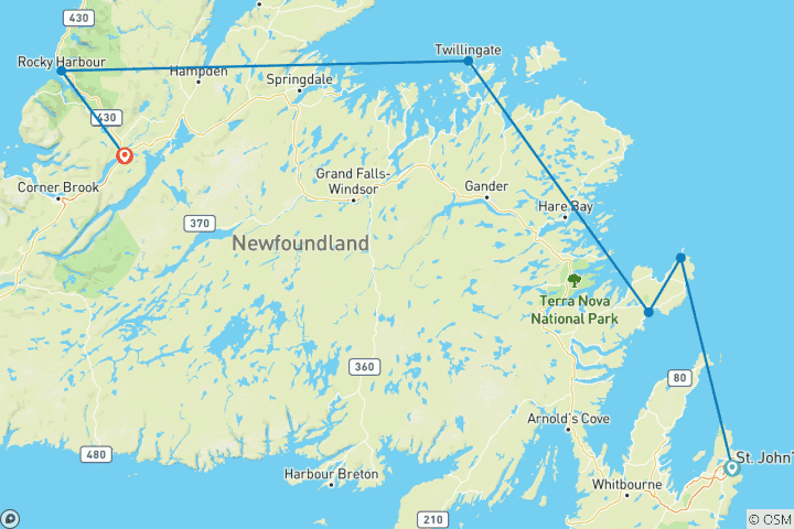 Map of Newfoundland Adventure: From Signal Hill to Gros Morne