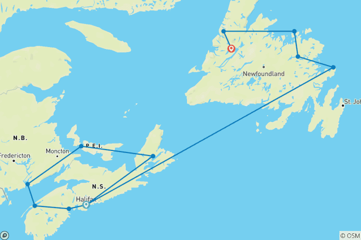Map of Eastern Canada: Highlights of the Maritimes & Newfoundland