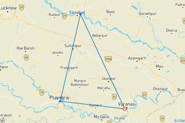 Carte du circuit Visite guidée de 5 jours à Varanasi, Ayodhya et Prayagraj