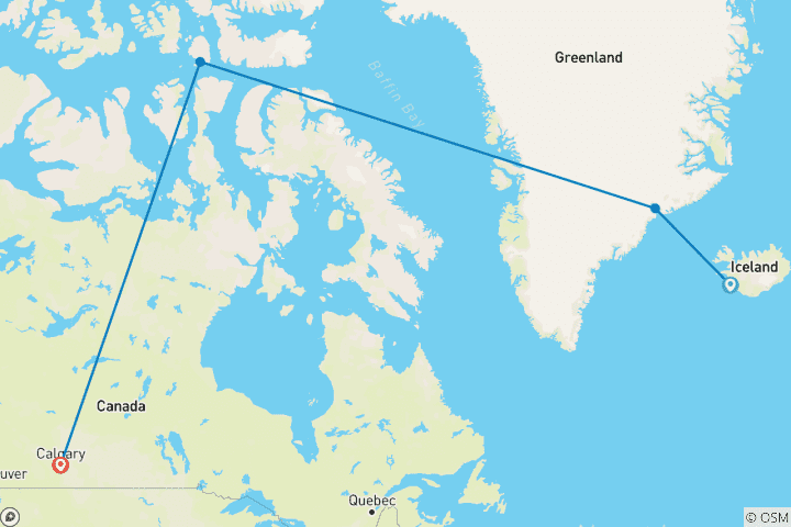 Map of Northwest Passage: The Legendary Arctic Sea Route (from Reykjavik to Calgary)
