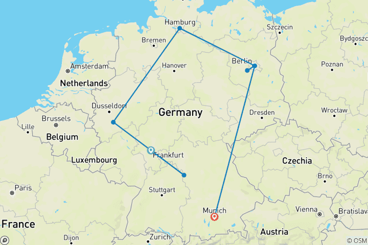 Kaart van Het beste van Duitsland met de trein