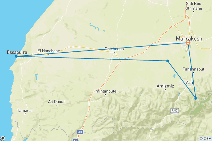 Map of Morocco Road Trip: Souks, Surf & Desert Glamping