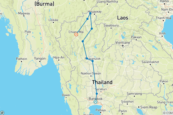 Carte du circuit OFFRE DE DERNIÈRE MINUTE - Découvrez la Thaïlande 6 jours, excursion en petit groupe