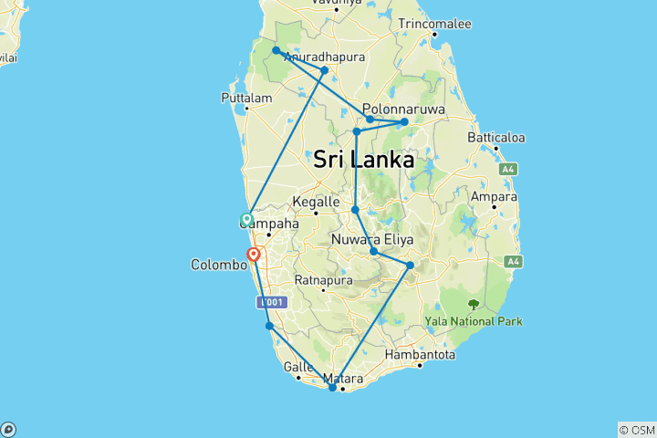 Mapa de Rutas del Patrimonio en Sri Lanka