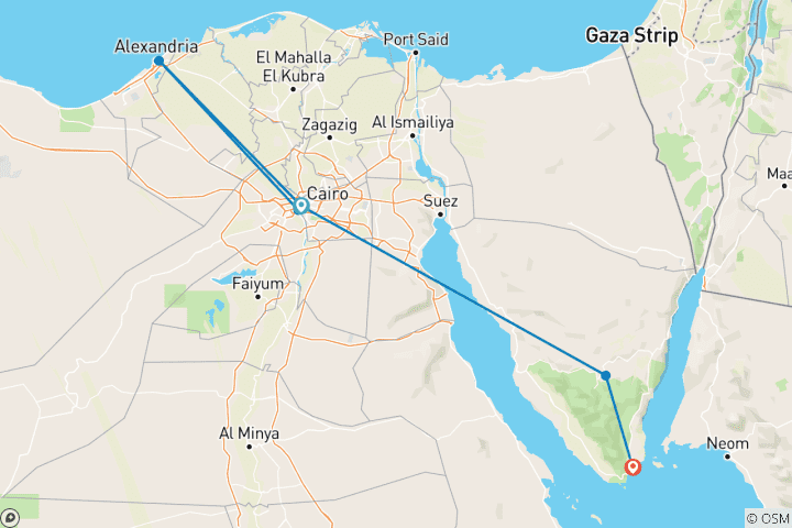 Map of Holy Family Trail & Egypt Classic Wonders