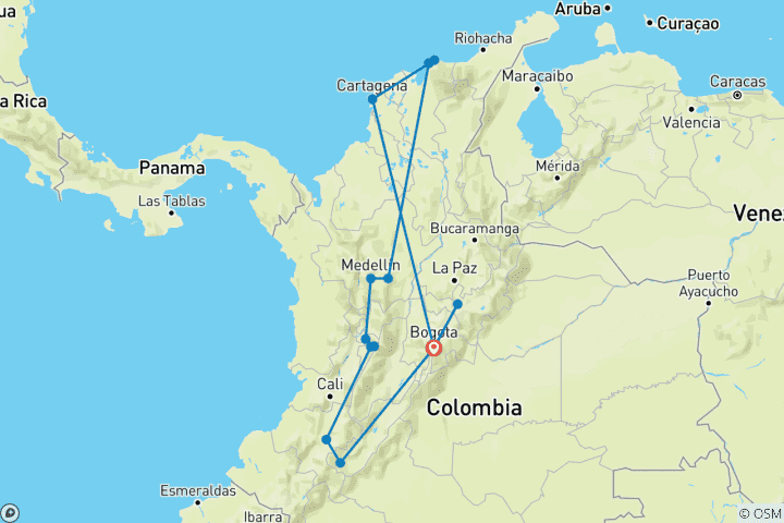 Map of The Great Colombia Trip