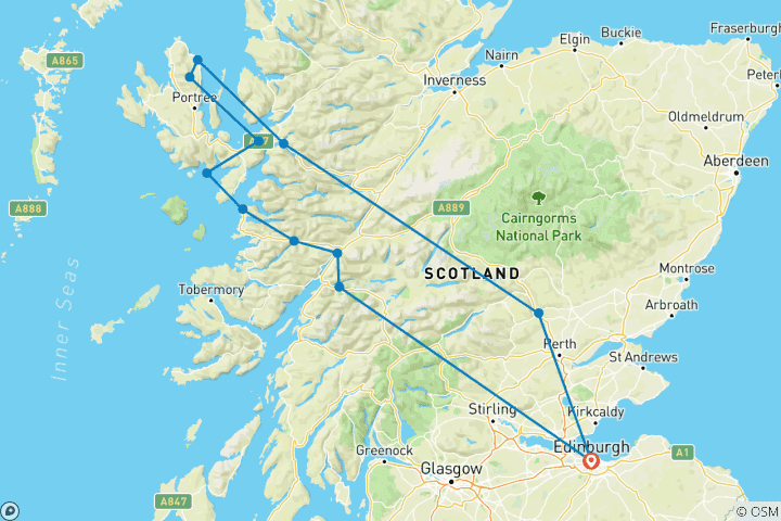 Map of Isle of Skye & West Highlands Small-Group Tour from Edinburgh - 4 Days