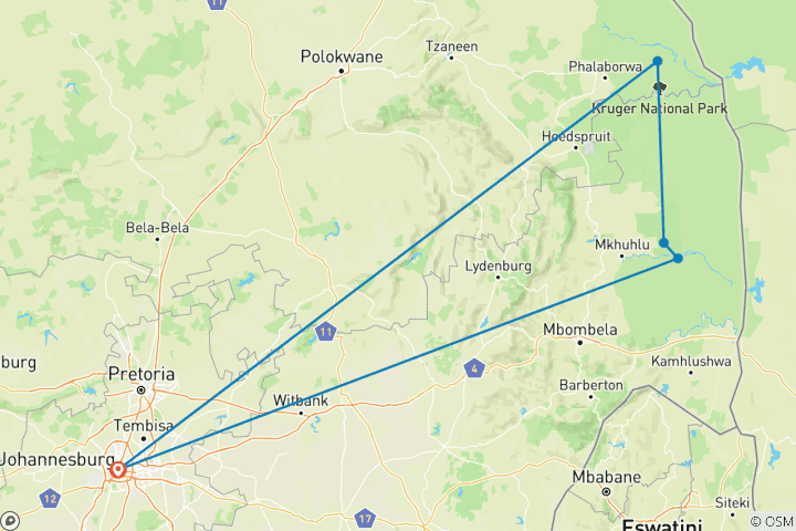 Map of Tracks of the Leopard – 6-Day Private Sabi Sands Safari
