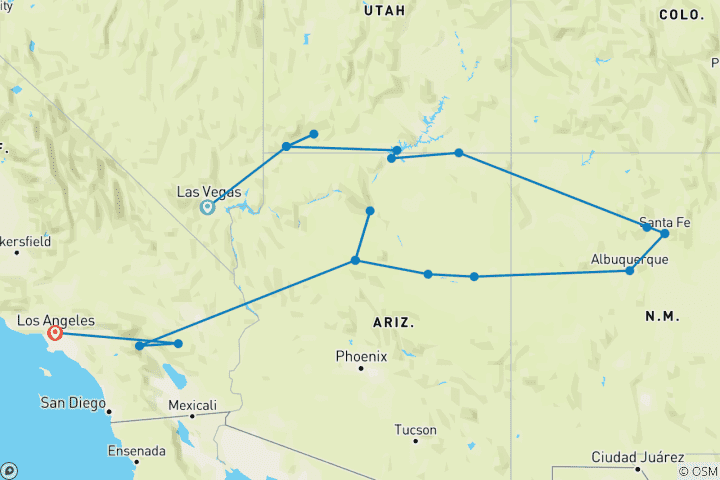 Carte du circuit Liste de choses à faire aux États-Unis : Ressentez l'esprit de la Route 66