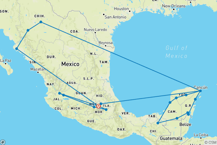 Karte von Zug-Abenteuer Mexiko