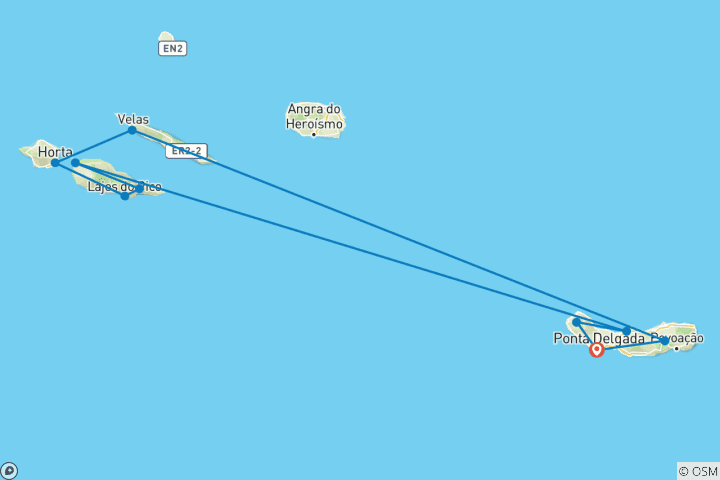 Map of Azores - 9 Days Adventure Trip