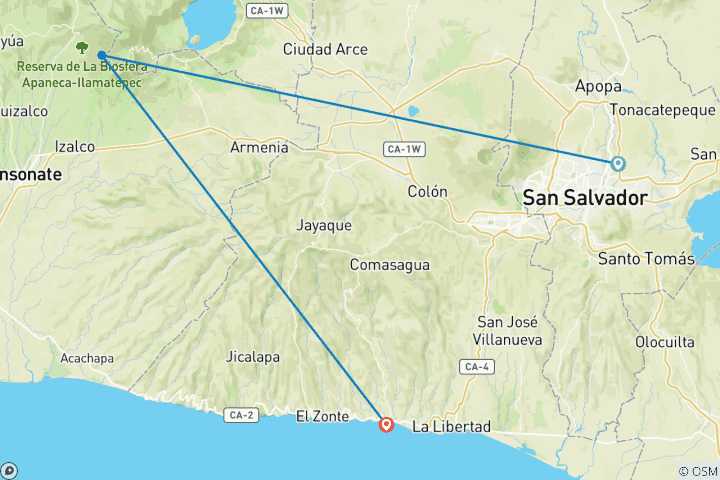 Map of El Salvador Fun and Adventure