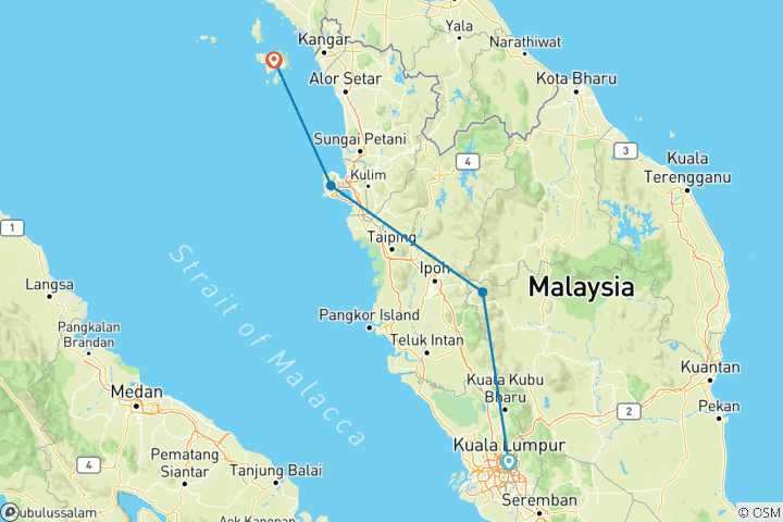 Map of Discover Malaysia: 12 Days in Kuala Lumpur, Cameron Highlands, Penang & Langkawi