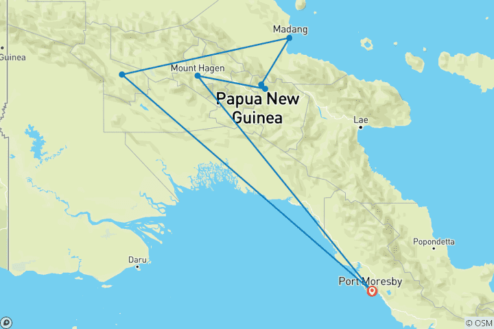 Map of Papua New Guinea Cultural & Adventure Discovery 10-Day