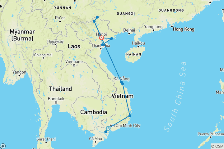 Map of Vietnam Experience (With Ha Giang Loop)