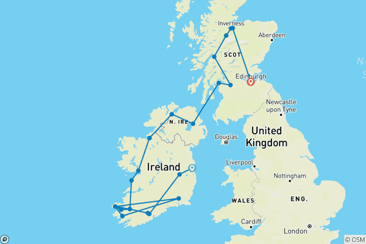 Map of Best of Ireland & Scotland (Small Groups) (including Dingle)