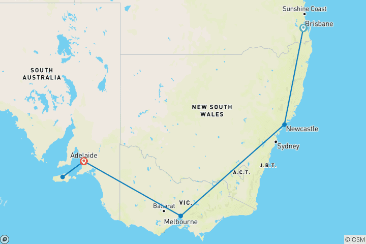 Carte du circuit Vins et faune du Sud : Le Grand Train du Sud en petit groupe