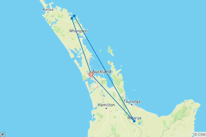 Carte du circuit Itinéraire de l'île du Nord de la Nouvelle-Zélande : Top Sights & Travel Tips 7-Day