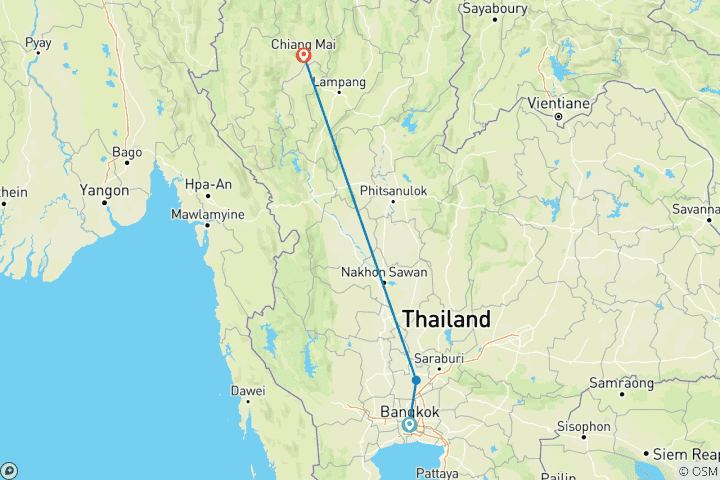Map of JOURNEYS OF TREKKING TO HILLTRIBES VILLAGE OF NORTHERN THAILAND (9 DAYS / 8 NIGHTS)
