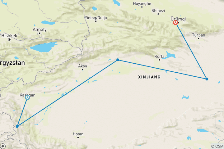 Carte du circuit Xinjiang Panorama 21 jours