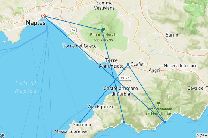 Carte du circuit Les points forts de la côte amalfitaine - Circuit en petit groupe - 4 jours