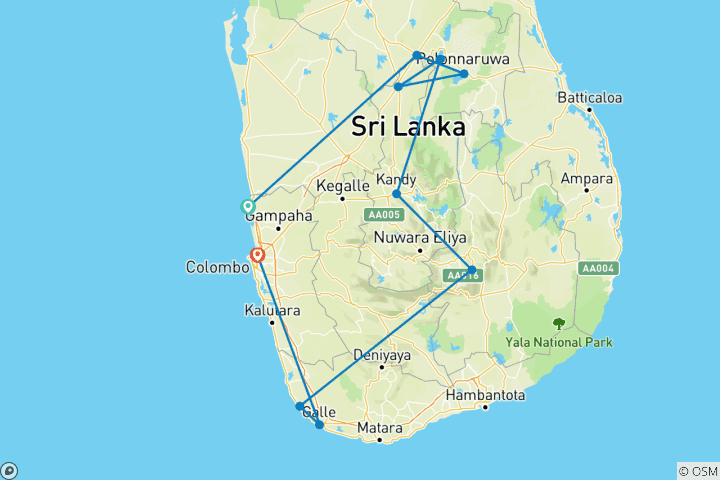 Carte du circuit Circuit familial de 10 jours au Sri Lanka