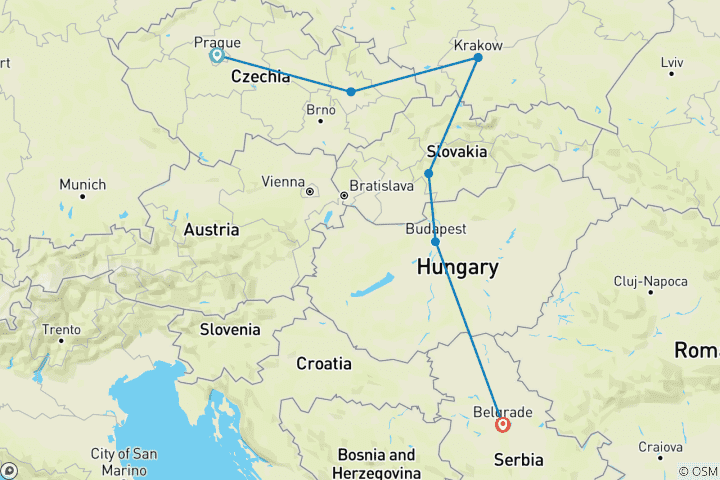 Carte du circuit Premium Europe centrale