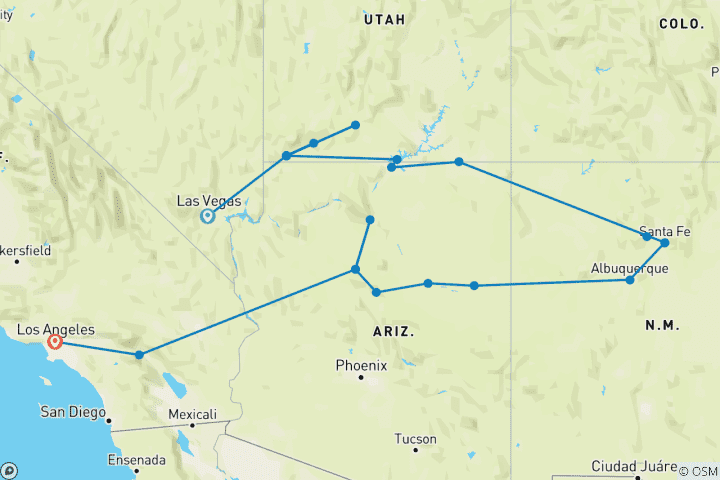 Carte du circuit Liste de choses à faire aux États-Unis : Ressentez l'esprit de la Route 66