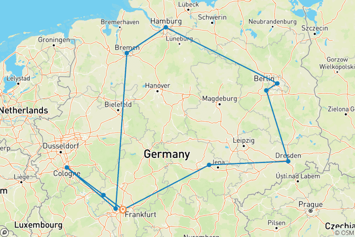 Carte du circuit VOUS CONDUIRE DANS LA MÉTROPOLE ALLEMANDE DELUXE