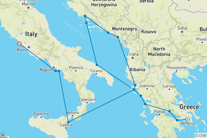 Map of Discover Mediterranean Gems from Athens to Rome