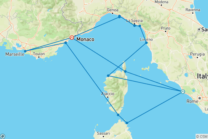 Map of Discover the Glamour of the Rivieras
