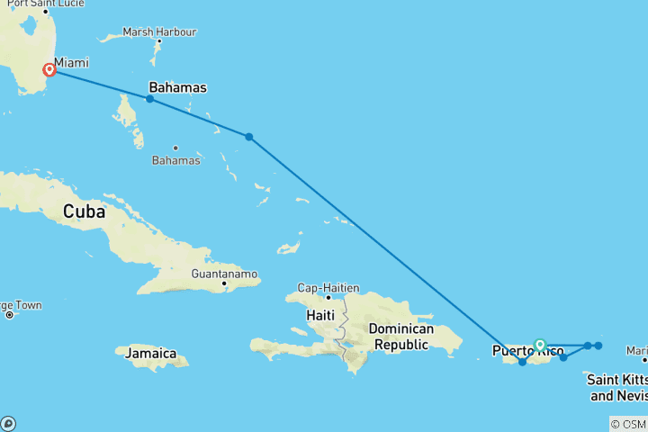 Carte du circuit Découvrez les rythmes de l'île et les rêves de la côte