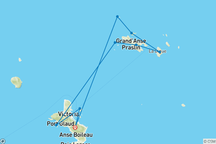 Carte du circuit Voyage aux Seychelles 2027-2028