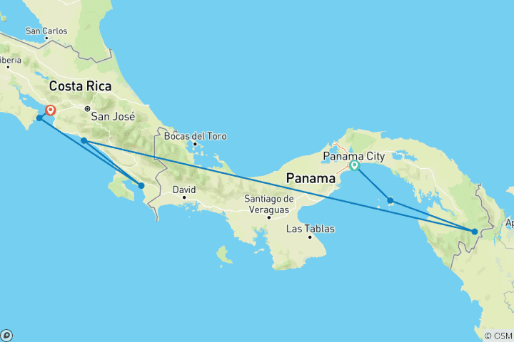 Map of Coastal Adventures: Panama & Costa Rica