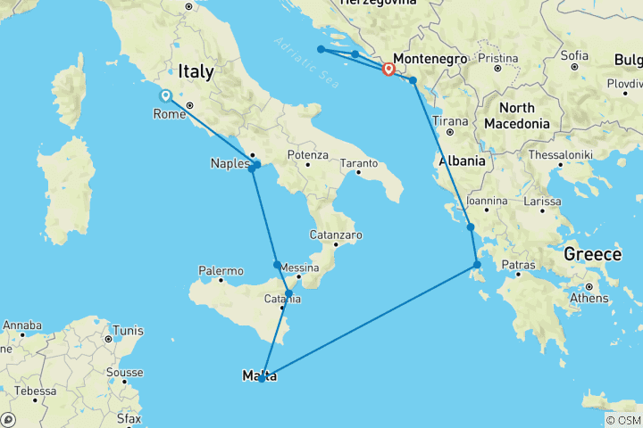 Carte du circuit Icônes italiennes et adriatiques : De Rome à Dubrovnik