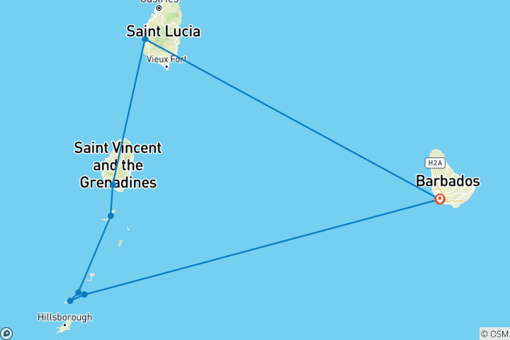 Map of Beaches of the Grenadines