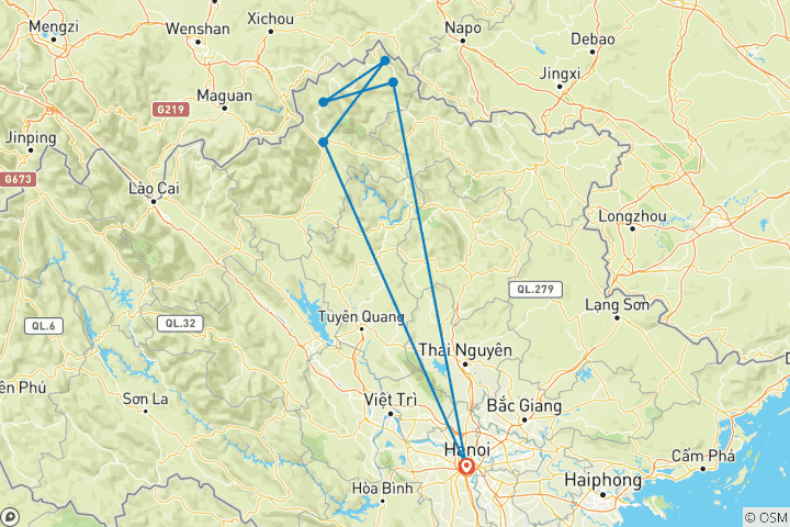 Carte du circuit Ha Giang Loop Small Group Motorbike Adventure from Hanoi - Découvrez les destinations incontournables