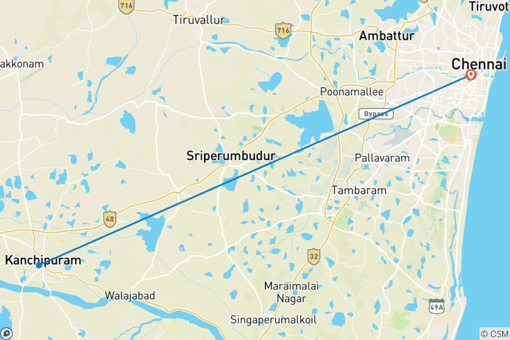Carte du circuit Circuit d'une journée des temples sacrés : De Chennai à Kanchipuram et Vellore