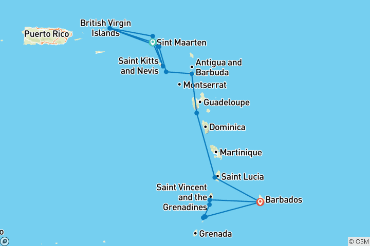 Map of Epic Voyage: Sint Maarten to Barbados