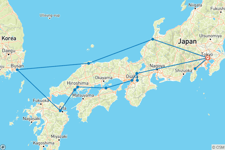 Map of Japan's Golden Route and Coastal Discovery  Tokyo → Tokyo (2026)