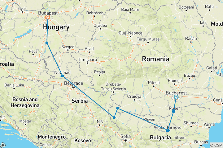 Mapa de Leyendas de los Balcanes Bucarest → Budapest (2027)