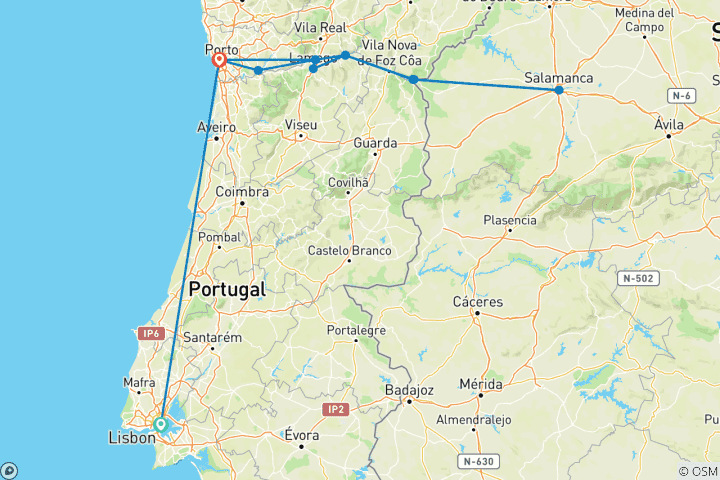 Map of Lisbon with Douro Discovery Lisbon → Porto (2027)