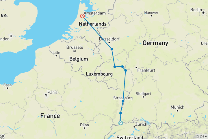 Map of The Rhine and Moselle Basel → Amsterdam (2027)